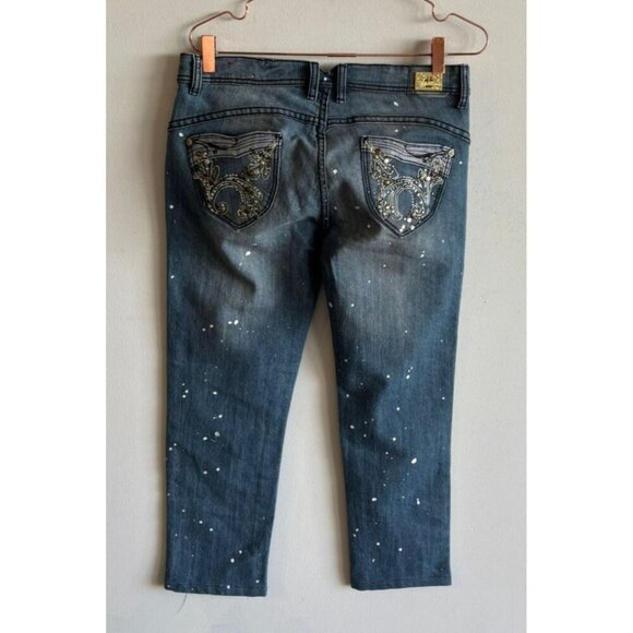 Apple Bottom Womens Y2K Embroidered Stretch Low Rise Denim Jeans Blue Sz 9/10 - Picture 1 of 14